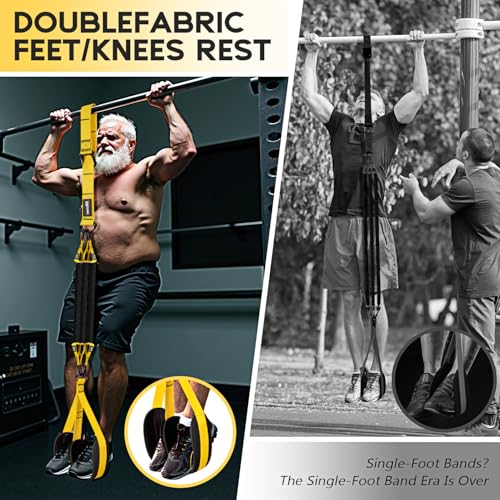 Pull Up Assistance Bands, Adjustable Heavy Duty Resistance Band for Pull Up, 3 Pull Up Bands, Comfortable Fabric Feet/Knee Rest, Assistance Bands for Pull-Up, Home Fitness, Body Stretching