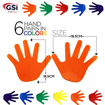 GSi Spot Markers – Non-Slip Non-Toxic Poly Spots – Floor Markers for PE, Sports & Classroom Activities - size: 3.⁠ ⁠Hand
