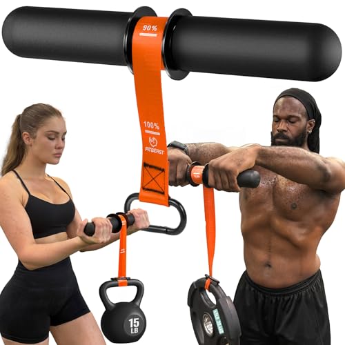 FitBeast Forearm Strengthener & Forearm Exerciser, Wrist Roller with Thicker Handle, Forearm Strength Trainer with Adjustable Strap - Ideal for Grip Strength, Muscle Building, Rehabilitation - color: Orange