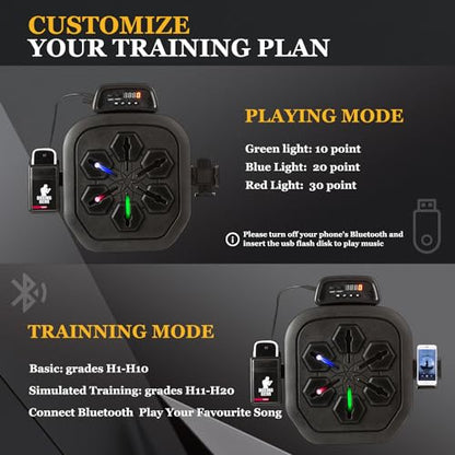 Smart Music Boxing Machine, Bluetooth Boxing Punching Game, Musical Workout Equipment, Wall Mount Home Trainning Boxing Target for Adult Kids with Storages, Gloves, Wristband