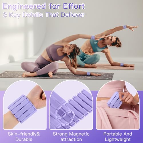Wrist & Ankle Weights for Women Set of 2 (1LB Each), Adjustable Silicone Strap Design, Wearable Stackable Magnetic Ankle Weighted Bracelets, Perfect for Yoga, Pilates, Walking & Home Weighted Workouts