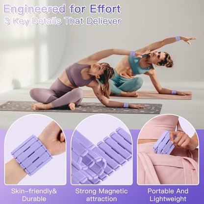Wrist & Ankle Weights for Women Set of 2 (1LB Each), Adjustable Silicone Strap Design, Wearable Stackable Magnetic Ankle Weighted Bracelets, Perfect for Yoga, Pilates, Walking & Home Weighted Workouts