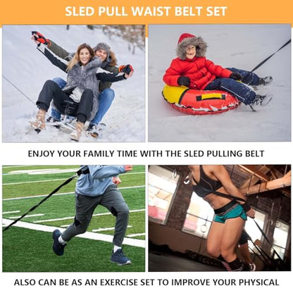 Sled Pulling Belt Set, Adjustable Waist Strap with Pulling Rope - size: 9.8ft