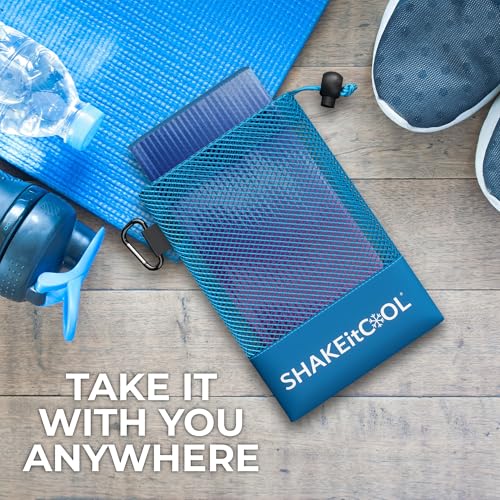 Extended Size Cooling Towel – Be Cool in Style - Heat Relief, Soft, Lightweight, Sun Protection, Easy Clean - Perfect for Biking, Hiking, Running, Yoga, Golf - Blue Purple Wave M - color: Blue Purple Wave