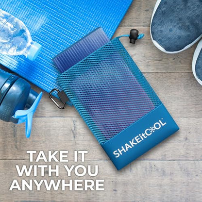 SHAKEitCOOL Extended Size Cooling Towel – Be Cool in Style - Heat Relief, Soft, Lightweight, Sun Protection, Easy Clean - Perfect for Biking, Hiking, Running, Yoga, Golf - Blue Purple Wave M - color: Blue Purple Wave