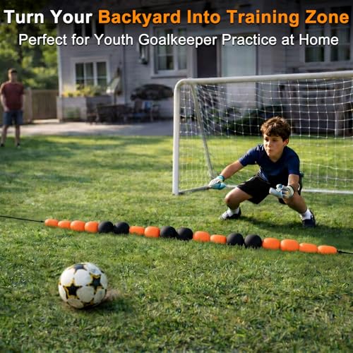 Outus 9 ft Soccer Goalkeeper Deflection Equipment Goalkeeper Training Equipment Single Line Deflector Multi Refraction Angles for Reflex & Agility Training with 15 Soccer Cones & 2 Water Weight Bags