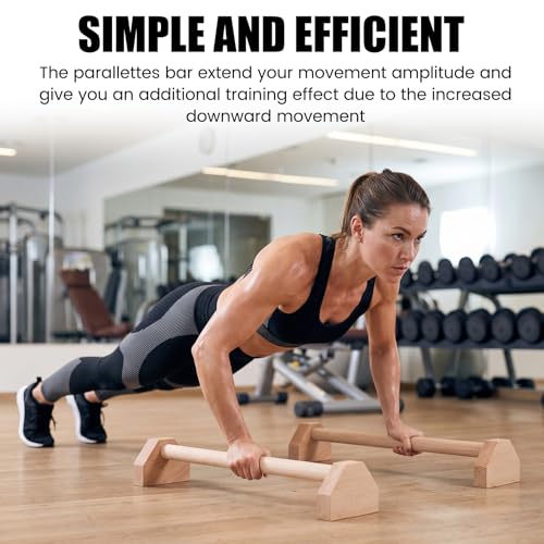 2 Pcs Wooden Parallettes Bars Push up Stands 15.7/19.7 Inch Push up Bars Calisthenics Equipment Non Slip Base Solid Portable Exercise Home Workout Equipment for Strength Training - size: 19.7 Inch