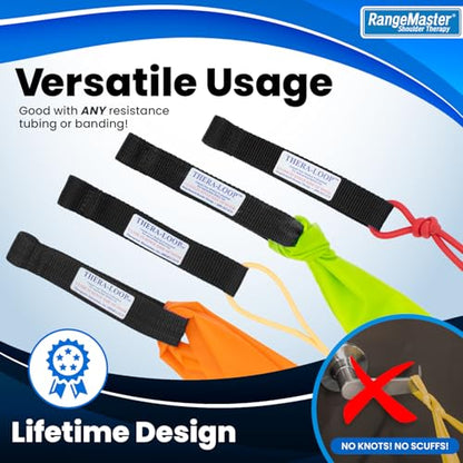 RangeMaster TheraLoop Door Anchor | Secure Non-Slip Resistance Band Anchor for Physical Therapy and Shoulder Recovery | Works with All Exercise Bands and Tubes | Adjustable Height | 2 Pack (Black)