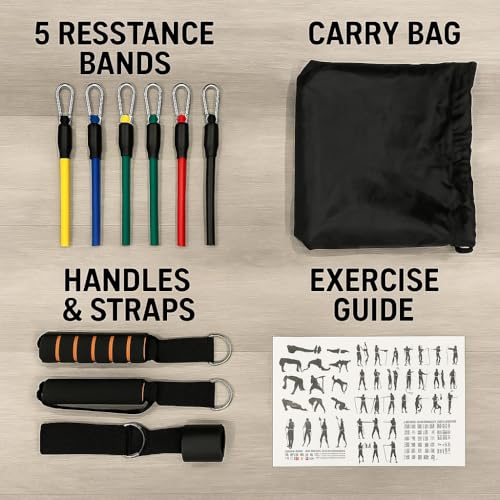 Resistance Bands, Exercise Bands，Resistance Bands for Working Out, Work Out Bands with Handles for Men and Women Fitness, Strength Training Home Gym Equipment