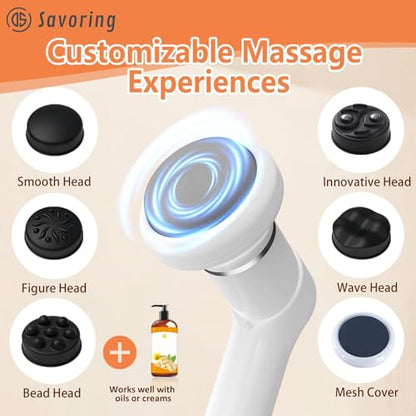Cordless Body Massage Lymphatic Drainage Tool, 5-in-1 Handheld Body Sculpting Machine, Electric Cellulite Massager with 6 Speeds, Rechargeable & Portable Cellulite Roller for Thighs Butt Fat