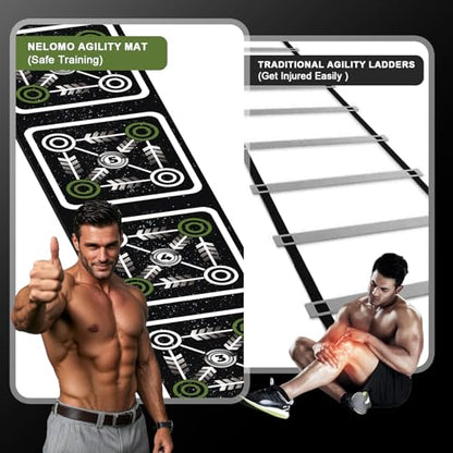 Agility Ladder Mat 11.9 ft X 1.3 ft Agility Ladder Pad Agility Training Equipment Agility Workout Ladder Mat for Soccer Football Tennis Boxing Training