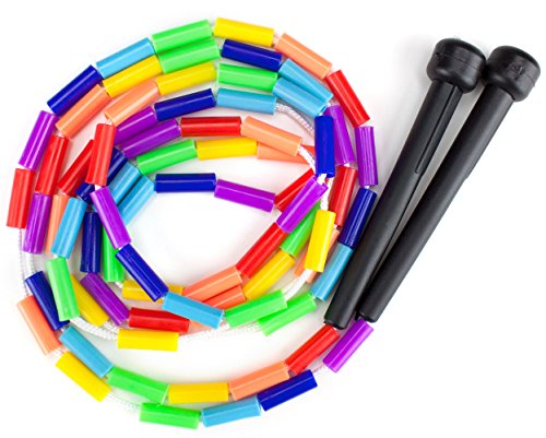 K-Roo Sports Rainbow Jump Rope with Plastic Beaded Segmentation, 7-Foot - color: Multicolor