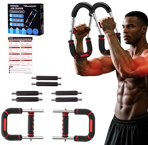 Twister Arm Trainer, Adjustable Chest Workout Equipment with 6 Resistance Levels Springs (30-160 Lbs), Arm Trainer for Men & Women, Detachable Home Gym Fitness Trainer with Anti-Slip Handles - color: Red 30-60, 90-120, 120-160 lbs