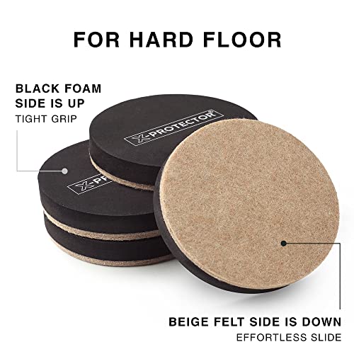 Felt Furniture Sliders Hardwood Floors X-PROTECTOR – 8 PCS 4 3/4 inch Furniture Sliders – Heavy Duty Felt Sliders Hard Surfaces – Move Your Furniture Easily & Safely! - size: 8 PCS 4 3/4 inch