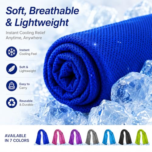 Large Cooling Towel for Neck and Face, 43.3 x 15.7 in, Navy Blue - color: Navy-blue