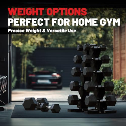 PAPABABE HEX Dumbbell Set 2.5-125lb, Rubber Encased Home Gym Dumbbells, Exercise & Fitness Weights Dumbbells for Women & Men, Hand Weight for Strength Training - size: 22.5 lb, Pair, style: Chrome Handle