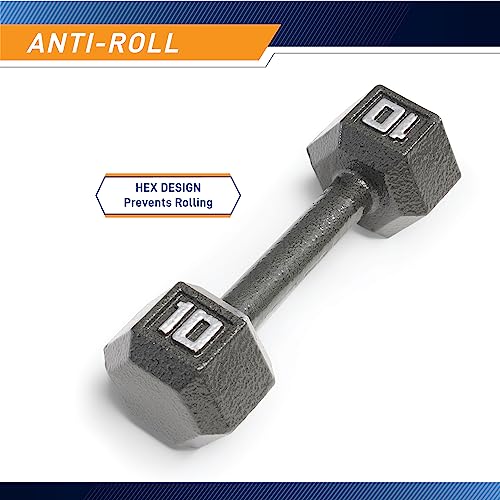 Marcy Cast Iron Hex Dumbbells Collection - Available size from 3-lb to 100-lb, SOLD INDIVIDUALLY - style: 10lbs