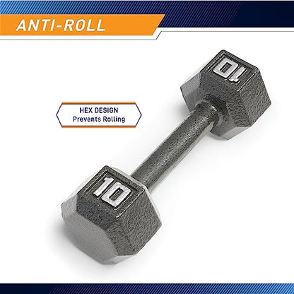 Marcy Cast Iron Hex Dumbbells Collection - Available size from 3-lb to 100-lb, SOLD INDIVIDUALLY - style: 10lbs