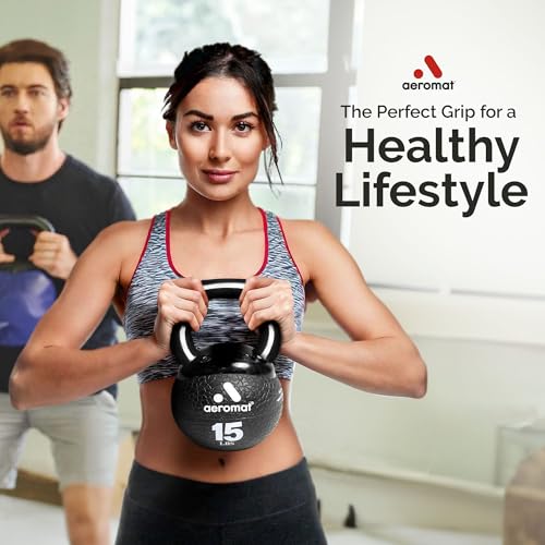 Aeromat Elite Mini Kettlebell Medicine Ball - 6" Diameter Weighted Exercise Ball for Training, Color-Coded Kettlebell Weight - color: Light Blue