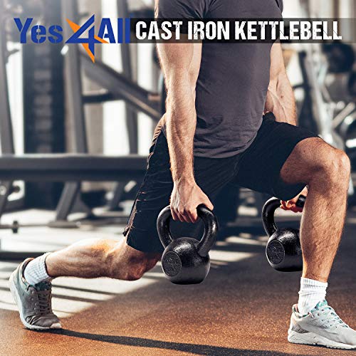 Yes4All Kettlebell Sets, 5 - 10 - 15 - 20 - 25 - 30 LB Cast Iron Strength Training Kettlebells, Wide Handles & Flat Bottom, Multi-Level from Beginners to Pros for Strength Training & Home Gym - color: C. 20 - 25 lbs