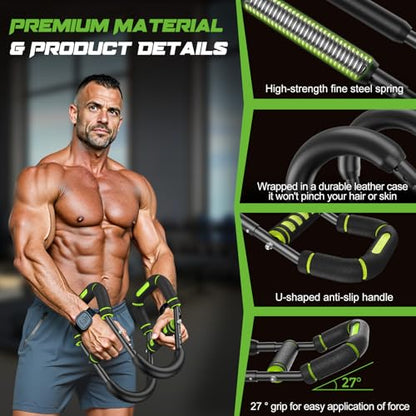 Twister Arm Trainer for Men, Chest Workout Equipment 5-Level Adjustable (40-130lb) with Ergonomic 27° Targets Biceps/Clip/Thigh, Portable Exerciser for Home Gym Travel FitnessFather's Day Gift