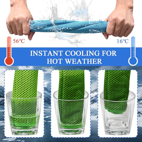 12 Pack Cooling Towels, 32 x 12 Inch Microfiber Ice Towels, Soft and Breathable Neck and Face Cooling Towels, Sweat Wicking Towels for Yoga, Running, Gym, Workout, Outdoor Exercise, 10 Colors
