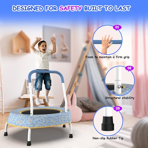 36" Kids Trampoline with Handle, Indoor Mini Trampoline for Kids, Toddlers Small Rebounder Fitness Trampoline for Indoor and Outdoor Use