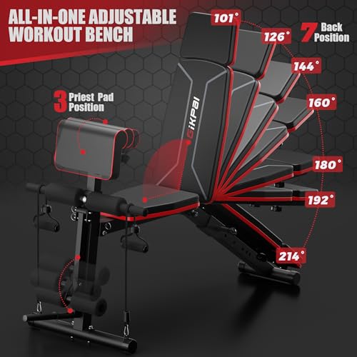 GIKPAL Adjustable Weight Bench - Workout Bench Press for Home Gym - color: Weight Bench & Max 16-Gear 80lbs Pair