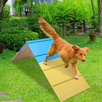 Dog Agility Equipment 83.5 x 23.6 Inch Agility A-Frame Agility Training Equipment for Dogs Jumping Outdoor Dog Ramp Dog Agility Course Equipment for Climbing Playground, Yellow Blue