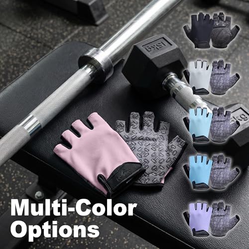 Workout Gloves for Women Men, Full Palm Silicone Grip, Padded Half Finger Gloves for Gym, Weight Lifting, Cycling