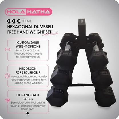 Hexagonal Dumbbell Free Hand Weight Set w/Rack