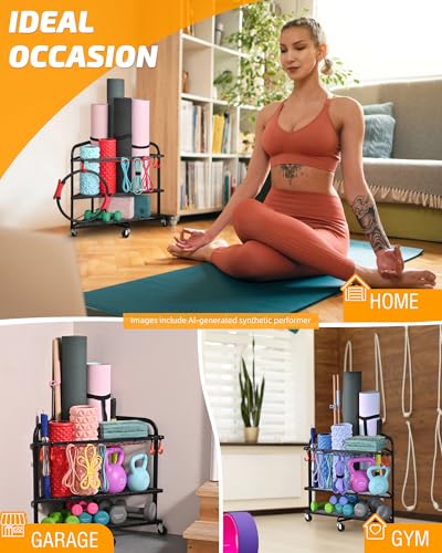 PLKOW Home Gym Storage Rack for Dumbbells, Kettlebells and Yoga Mats