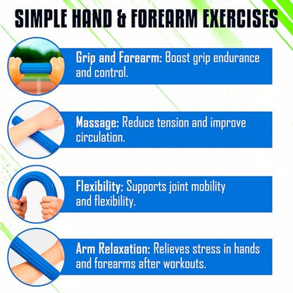 Flex Bars Training Kit with Hand Therapy Ring and Finger Exerciser - 4 Resistance Bars Set for Elbow Therapy and Grip Strength - Relieves Tennis Elbow Pain - Flex Bars for Physical Therapy