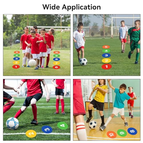 10PCS 9in Poly Spots for Gym Floor, Cake Walk Game Floor Markers Flat Soccer Cones Floor Dots Speed and Agility Training Equipment for Soccer Basketball Sports