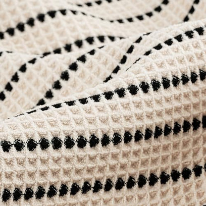 POLYTE 430 GSM Poly Blend Microfiber Quick Dry Waffle Hand Towel, 16x30 in - color: Light Beige/Black