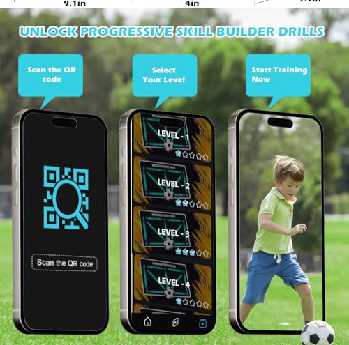 Soccer Training Mat with Video Guide & Grip Socks | 47“x32” Footwork Agility Mat for Ball Control & Speed | Non-Slip Soccer Practice Mat for All Ages, Home, Gym | Includes Training Equipment & Guide - style: 5-in-1 Ultimate
