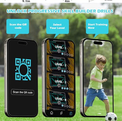 Soccer Training Mat with Video Guide & Grip Socks | 47“x32” Footwork Agility Mat for Ball Control & Speed | Non-Slip Soccer Practice Mat for All Ages, Home, Gym | Includes Training Equipment & Guide - style: 5-in-1 Ultimate