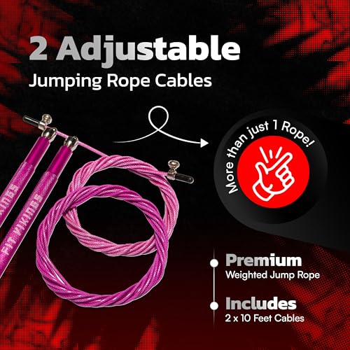 Jump Ropes for Fitness with 2 Jumping Rope Cables - Speed Jump Rope for Men and Women - Adjustable Skipping Rope - Speed Rope for CrossFit, Boxing, Exercise - Indoor and Outdoor Workout Essentials