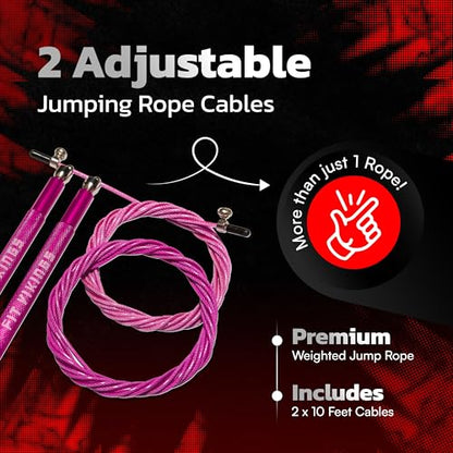 Jump Ropes for Fitness with 2 Jumping Rope Cables - Speed Jump Rope for Men and Women - Adjustable Skipping Rope - Speed Rope for CrossFit, Boxing, Exercise - Indoor and Outdoor Workout Essentials