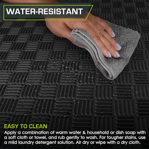 ProsourceFit Exercise Puzzle Mat ½-inch, Checkered EVA Foam Floor Tiles w/ Non-Slip Texture, Interlocking Design for Adjustable Gym Surfaces, Shock Absorbing, Black, 12 SQ FT - 12 Tiles