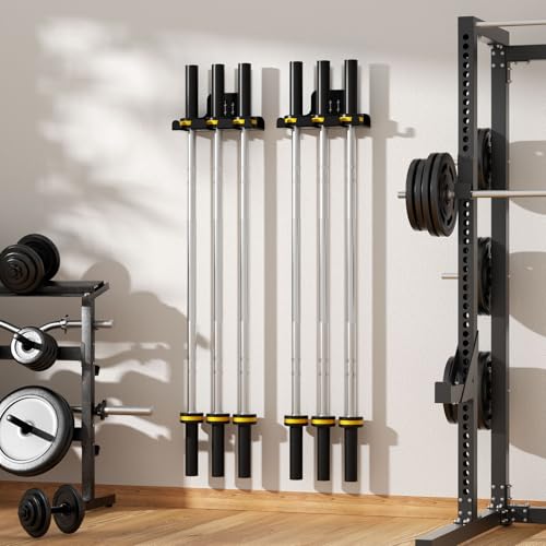 JNIHEEP Barbell Wall Holder,Olympic Barbell Hanger,Home Gym Bar Wall Rack - color: Black 3 hooks