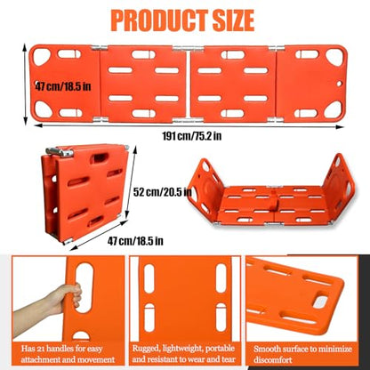 Foldable Emergency Rescue Stretcher - Water-Resistant Spine Board for Patient Transport & Immobilization, Ideal for Paramedics, Lifeguards, and Ambulance Services, 4 Folds