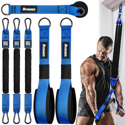 Home Gym Workout Equipment, Heavy Resistance Bands with Handles, Door Anchor, Tricep Rope Pull Down Attachment for Triceps, Biceps, Arms,Chest,Back Exercise, Best Replacement for Cable Machines
