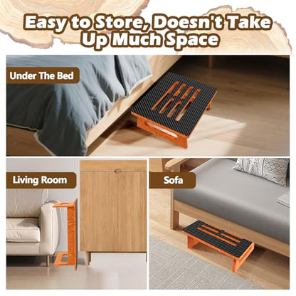 5.5" Height Step Stools for Adults, Heavy Duty One Step Stool with Non-Slip Rubber, Wooden Foot Stool 400 Lb Capacity, Suitable for Stairs, High Bedside, Office and Outdoor
