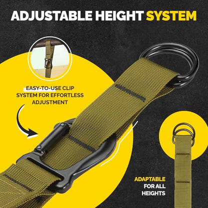 Pull Up Assistance Bands - 4 Heavy Duty Pull Up Bands with Adjustable Strap and Foot Rest - Stackable Pull Up Assist Band Set for Pull Up Bar - Resistance Bands for Pull Ups Chin Ups Strength Training - color: Military Green