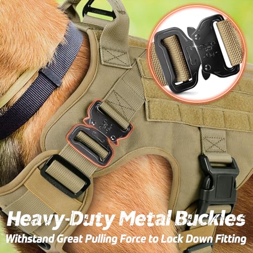 rabbitgoo Tactical Dog Harness X-Large, Heavy Duty Military No Pull Vest - color: Brown, size: X-Large