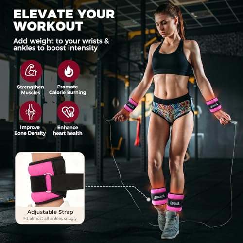 BAGAIL Ankle Wrist Weights for Women & Men, One Pair of 1/2/4/6/8/10 LBS Wearable Leg Arm Weights with Sleek Design & Secure Fit for Walking, Running, Pilates, Home Fitness & Physical Therapy