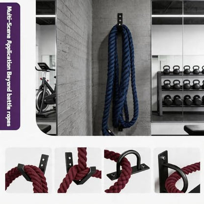 Battle Rope Anchor, Resistance Band Wall Anchor, Heavy Duty Wall Mount Bracket for 20-60ft 1-2.5in Battle Ropes