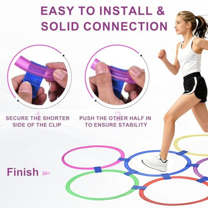 PATIKIL Agility Rings, Speed Training Rings 6 Colors Plastic Exercise Speed Circle Jumping Hoops for Gymnastic Sport Soccer
