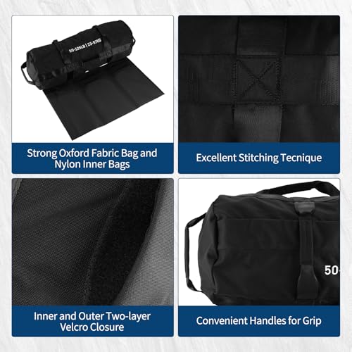 Garvee Sandbag for Fitness Weights Training,5-200 LBS Adjustable Weighted SandBag for Strength Powerlifting Running Home Gym Exercise,Black - size: 50-125 LBS